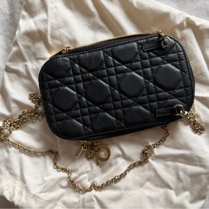 Dior Black Quilted Crossbody Bag with Gold Chain